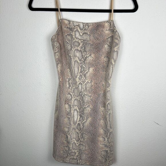 Urban Outfitters Y2K Backless Faux Snake Skin Dress Womens Size S Nude Tone‎ 90s - Picture 2 of 14